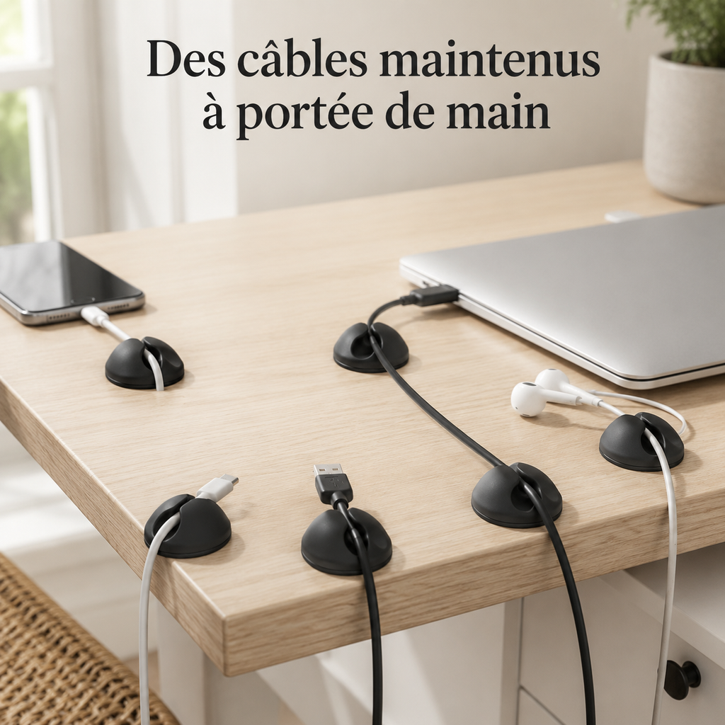 Clips Organisateurs de Câbles - Lot de 6