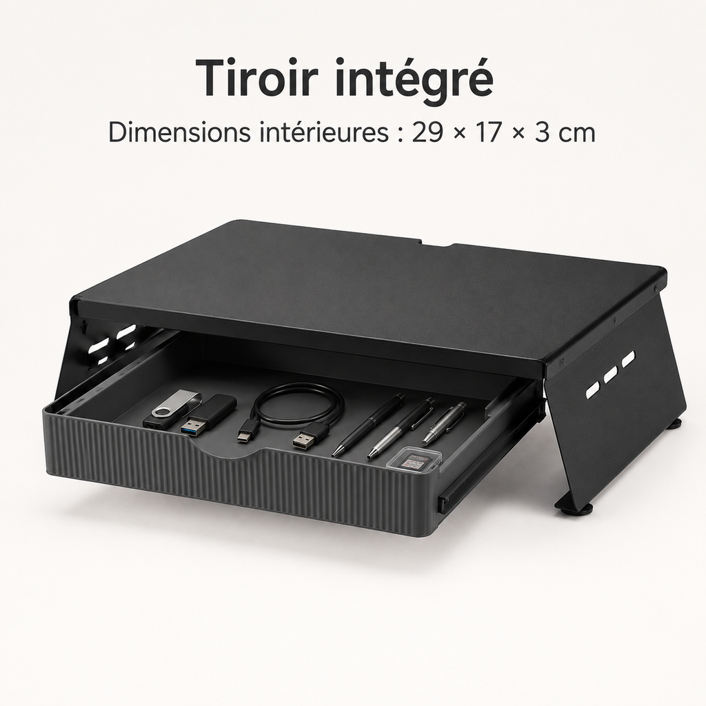 Rehausseur d'Écran avec Tiroir de Rangement