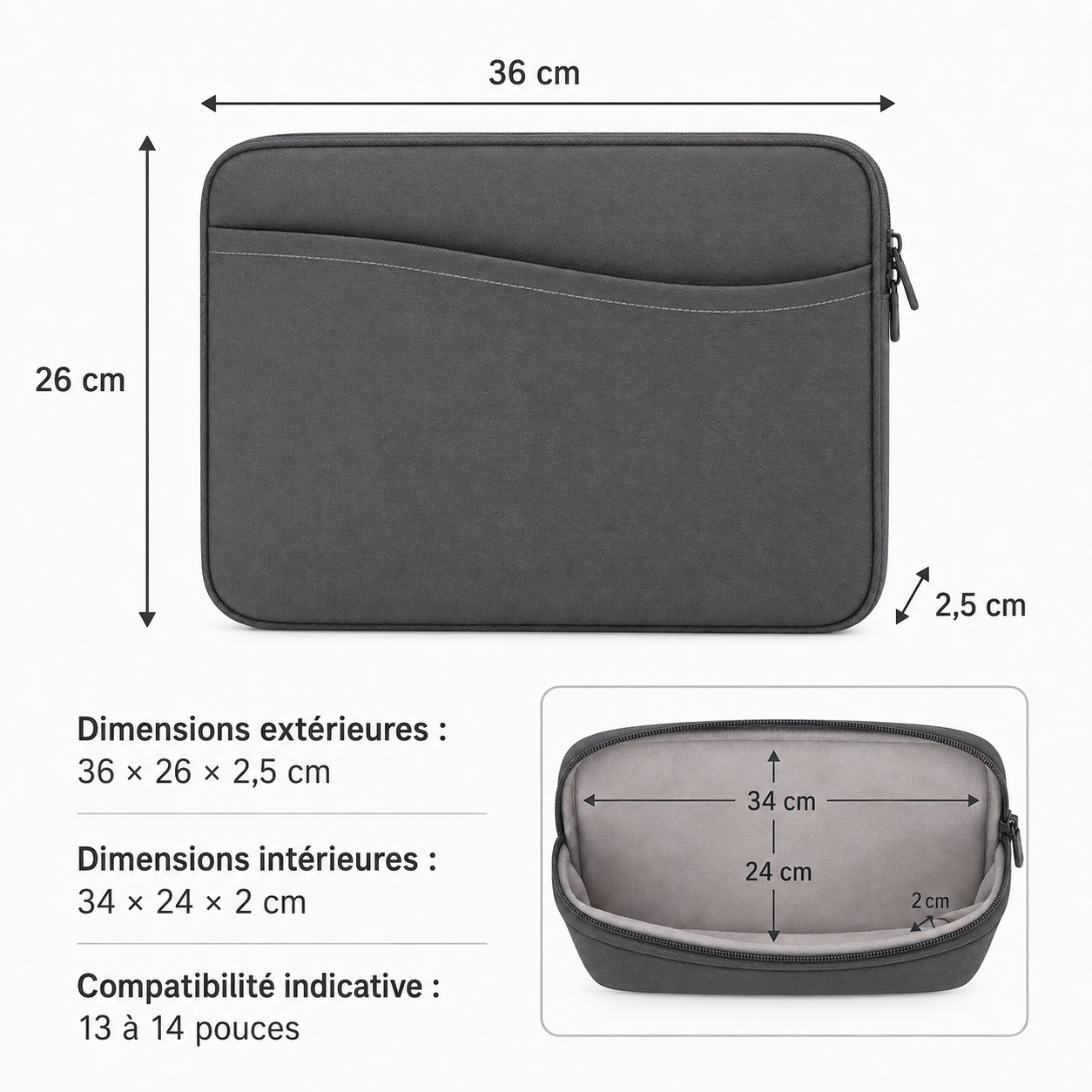 Housse pour Ordinateur Portable 13-14 Pouces