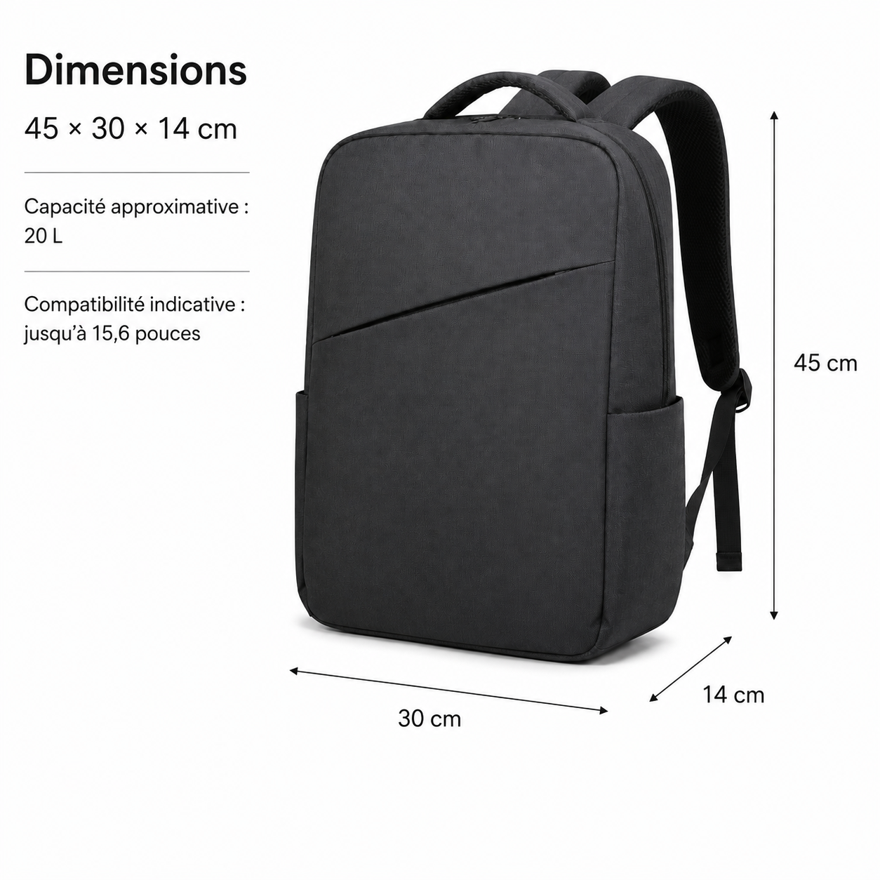 Sac à Dos pour Ordinateur 15,6 Pouces - 20 L