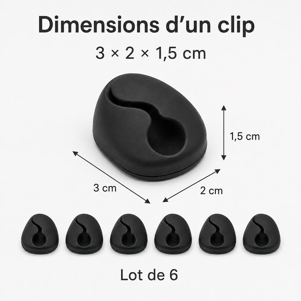 Clips Organisateurs de Câbles - Lot de 6