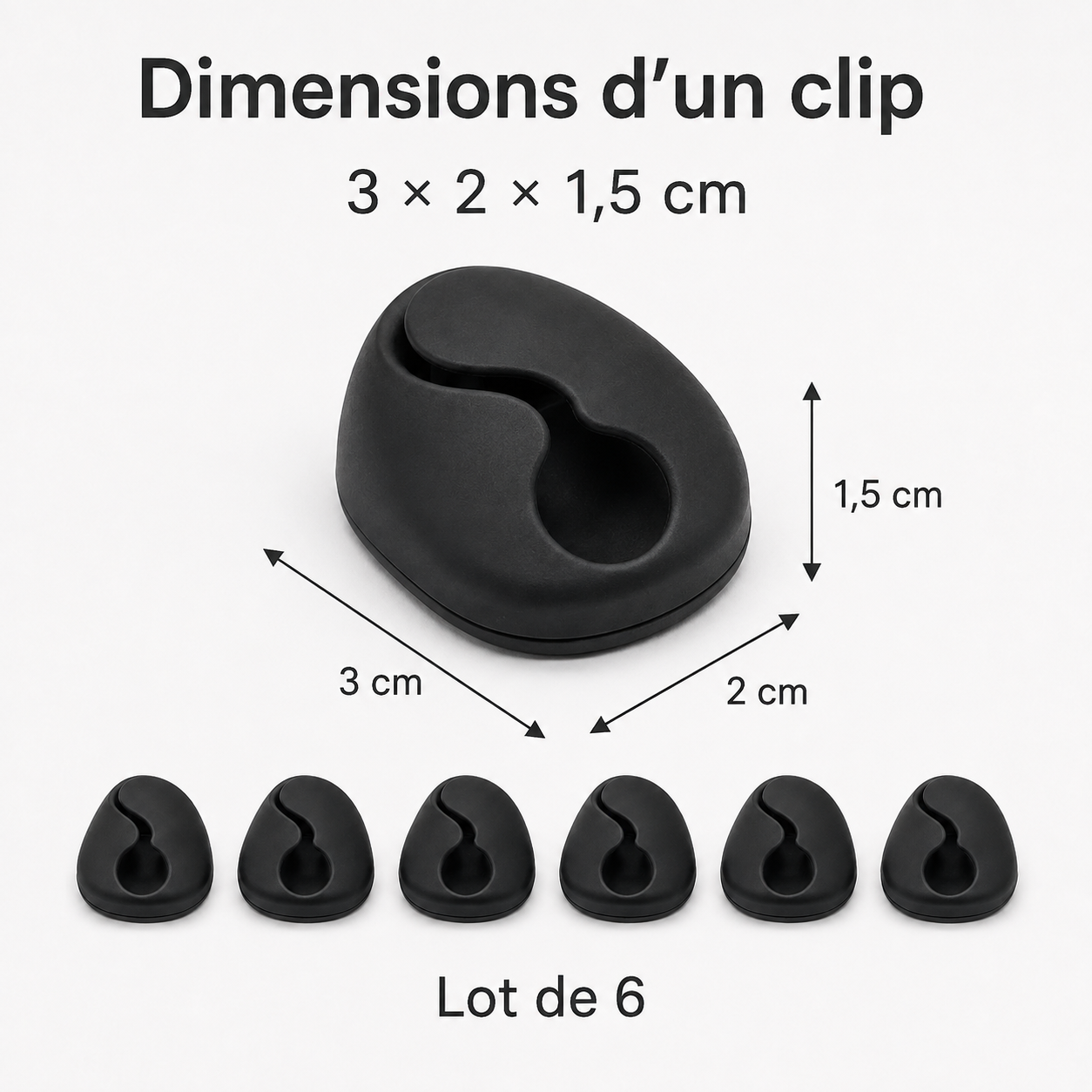Clips Organisateurs de Câbles - Lot de 6